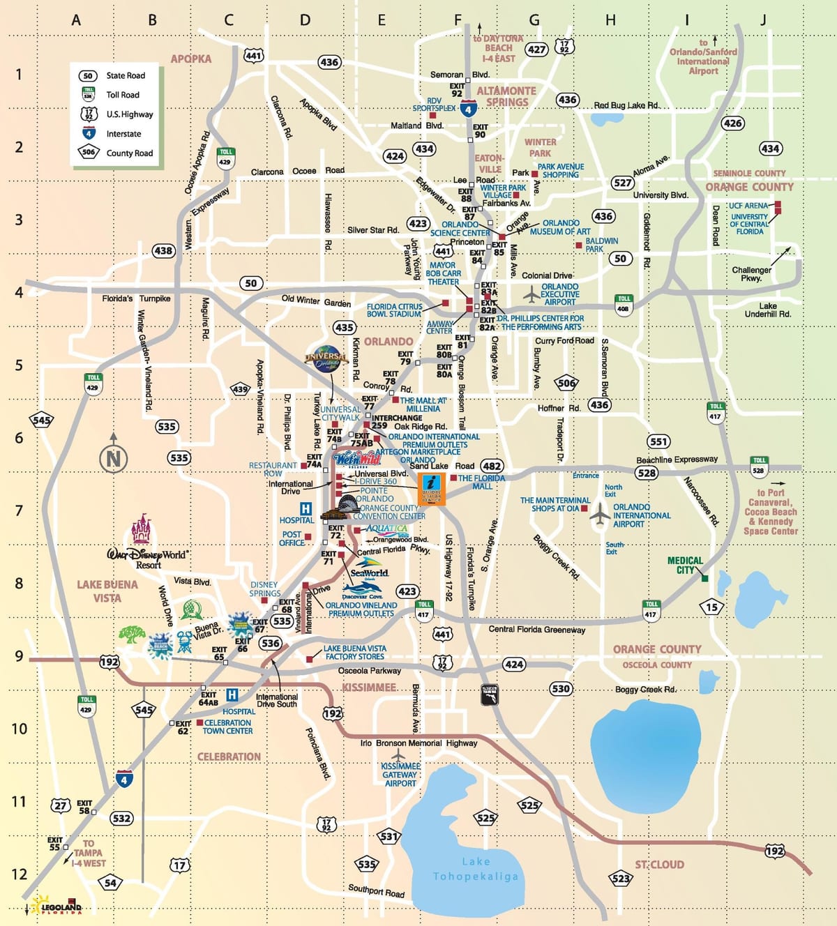 ऑरलैंडो फ्लोरिडा के नक्शे पर