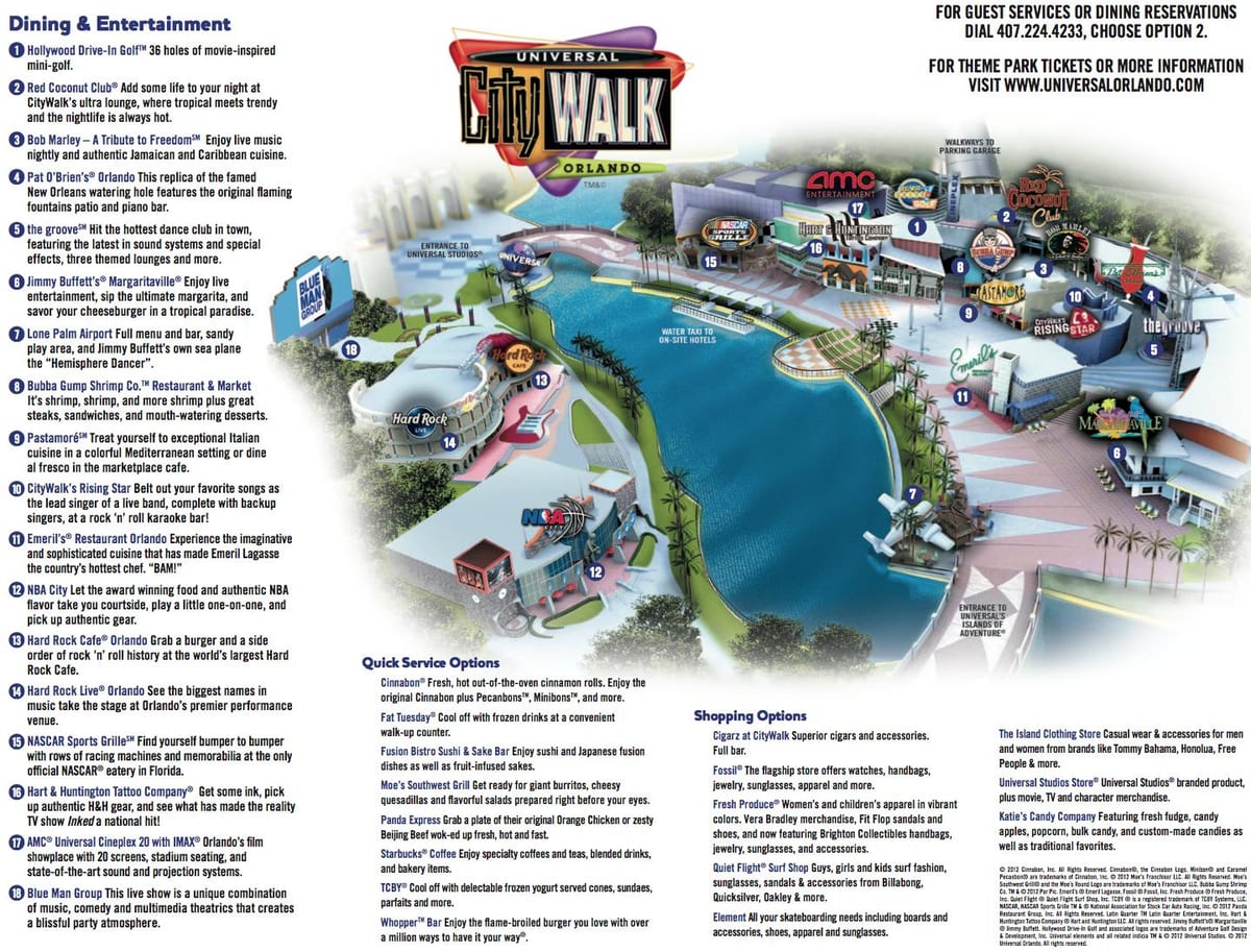 यूनिवर्सल ऑरलैंडो citywalk नक्शा