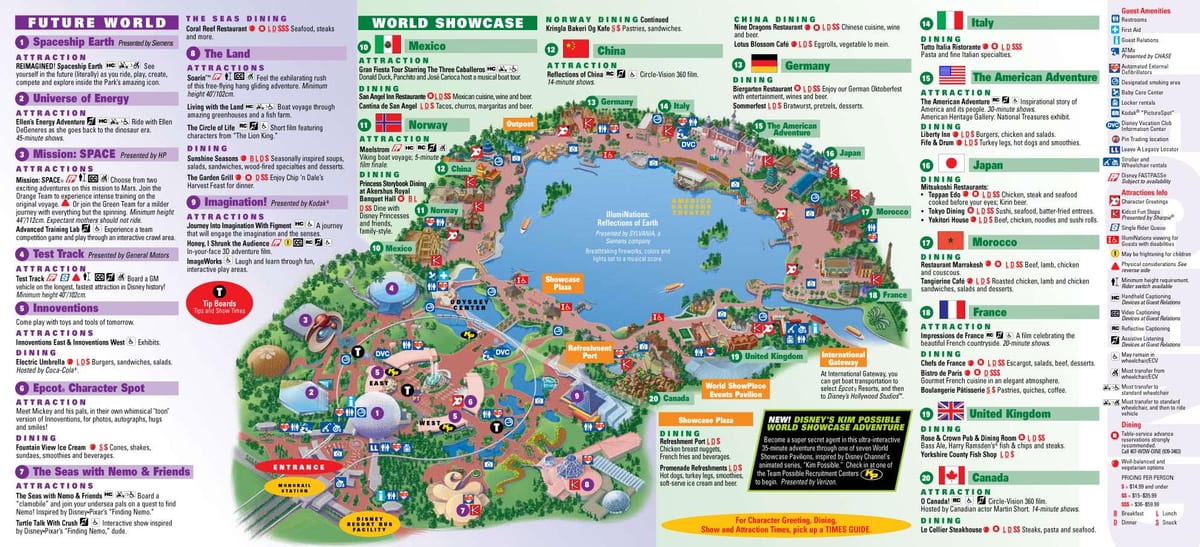 EPCOT, डिज्नी की दुनिया के नक्शे